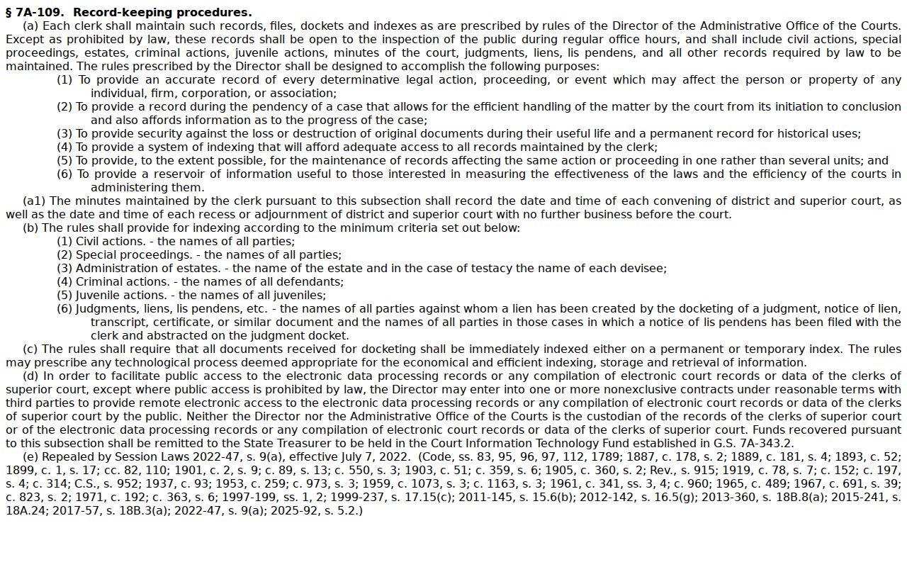 Wilkes court records public inspection statute