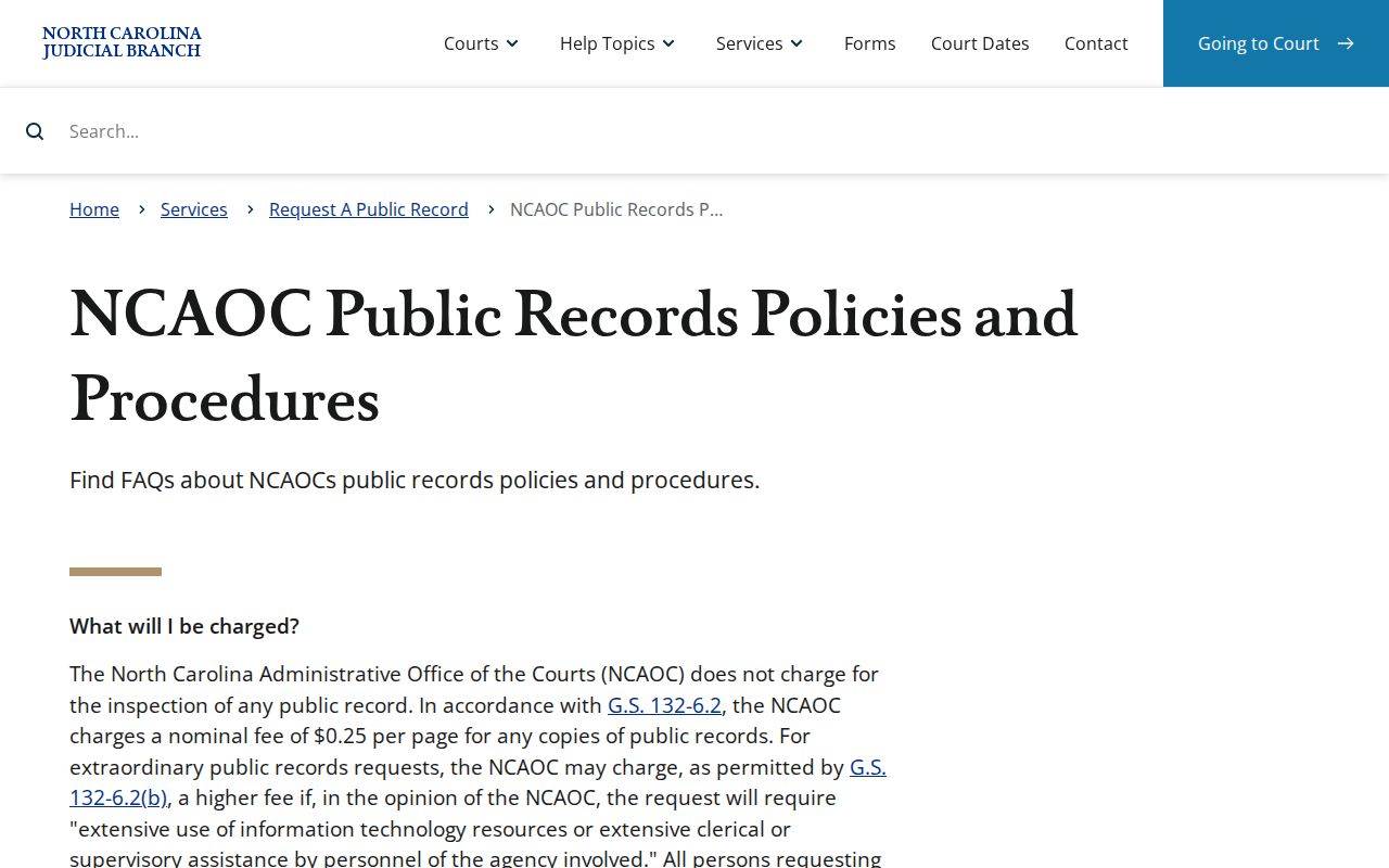 Wilkes court records NCAOC administrative records policy