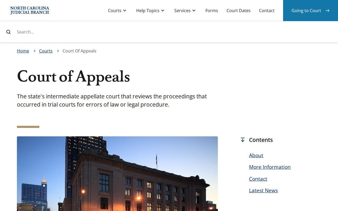 Wilkes County criminal docket research image from the North Carolina Court of Appeals overview