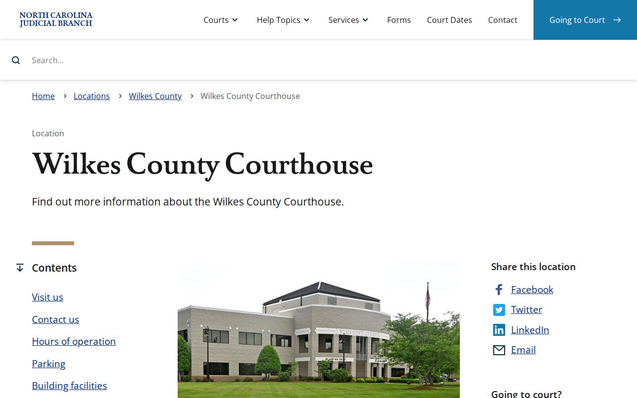 Wilkes County court docket courthouse and clerk record access location