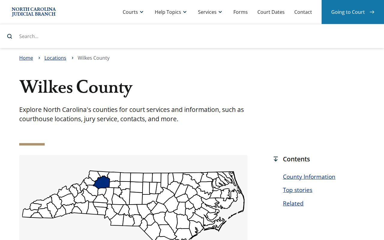 Wilkes County court docket access through the official court services landing page